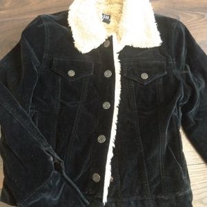 Gap black velvet coat xs